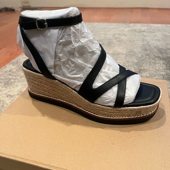 NWT LUCKY BRAND BLACK CAROLIE ESPADRILLE WEDGE STRAPPY SANDAL WOMENS NEW IN BOX - Picture 10 of 10